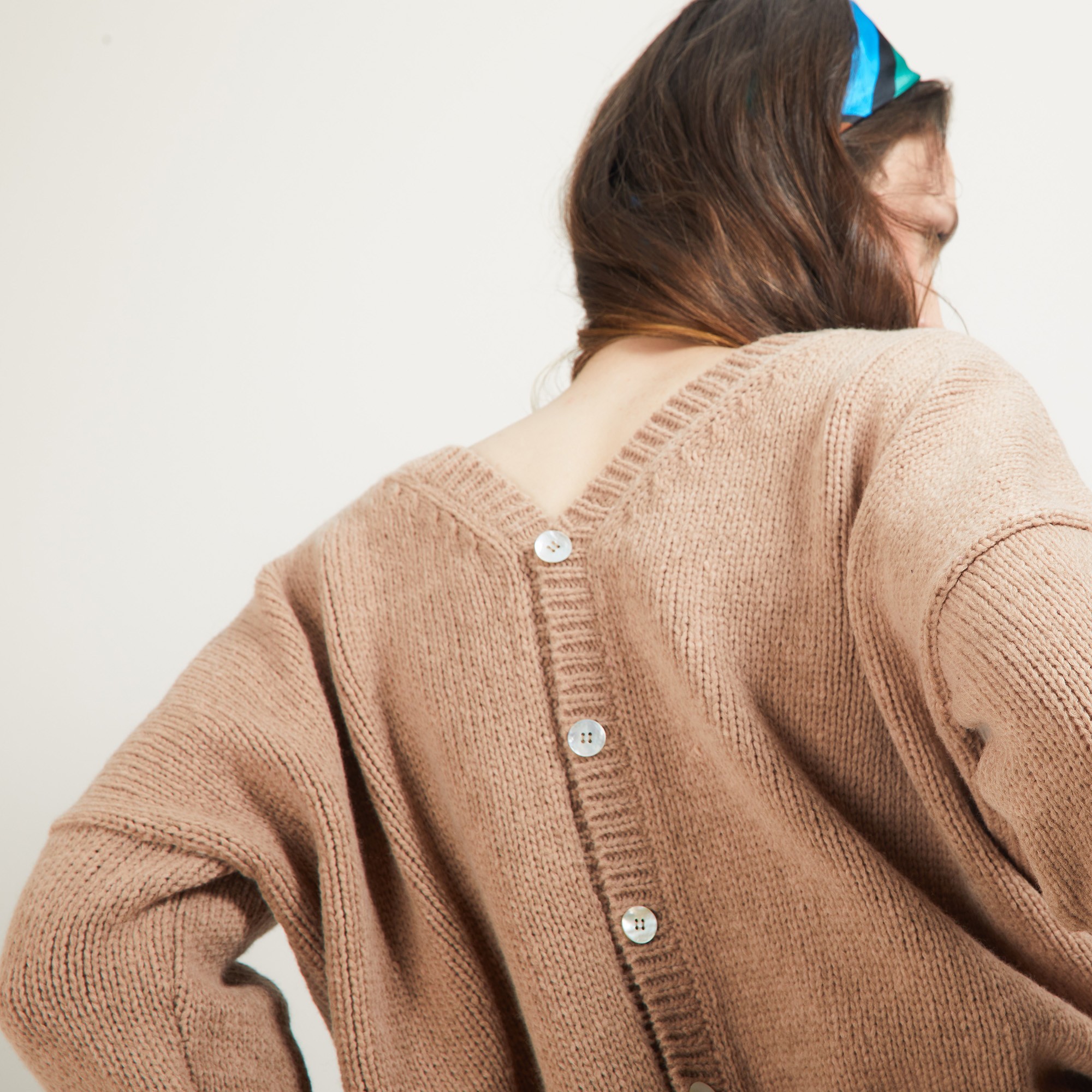 Gilet col v avant arrière en laine nylon - Gebril 7030 desert - 46 Marron clair