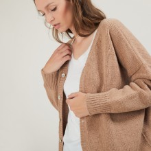 Front and back v-neck cardigan in nylon wool - Gebril