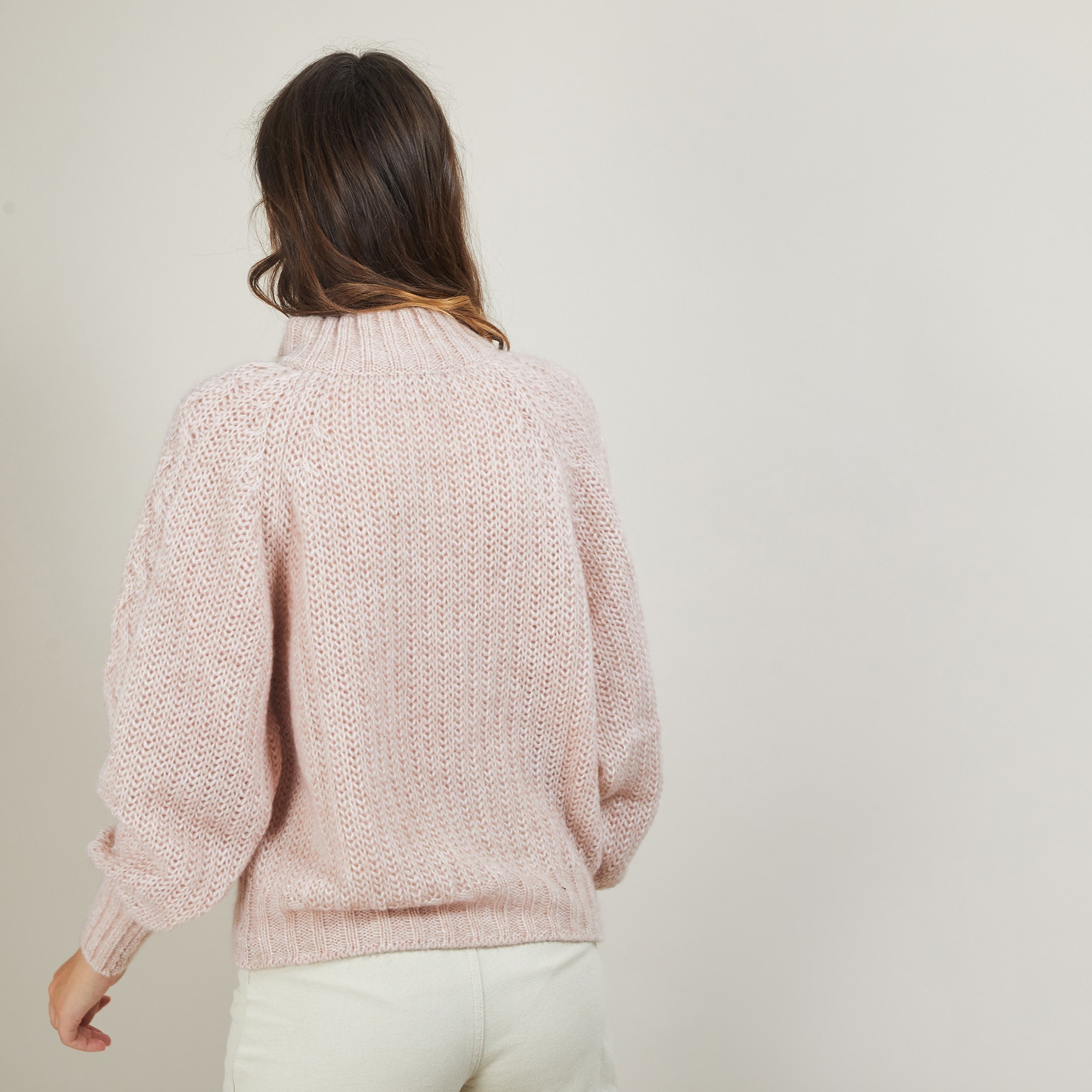 Pull col montant zippé en mohair - Gilda 7084 opale - 24 Rose clair