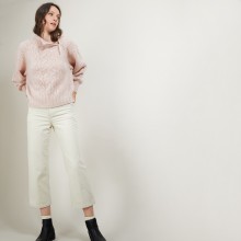 Pull col montant zippé en mohair - Gilda 7084 opale - 24 Rose clair