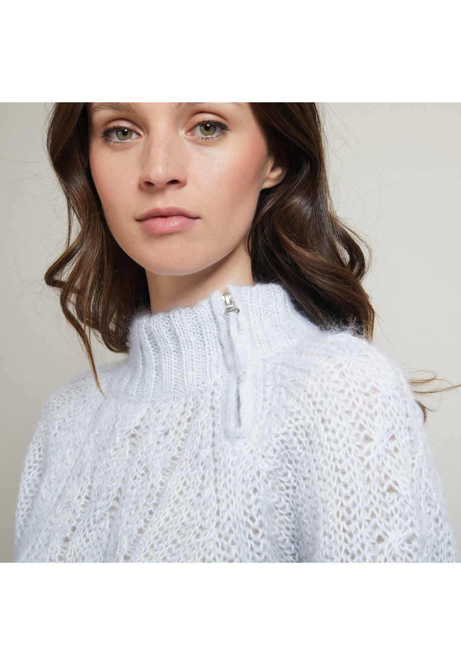 Zipped high-neck mohair sweater - Gilda