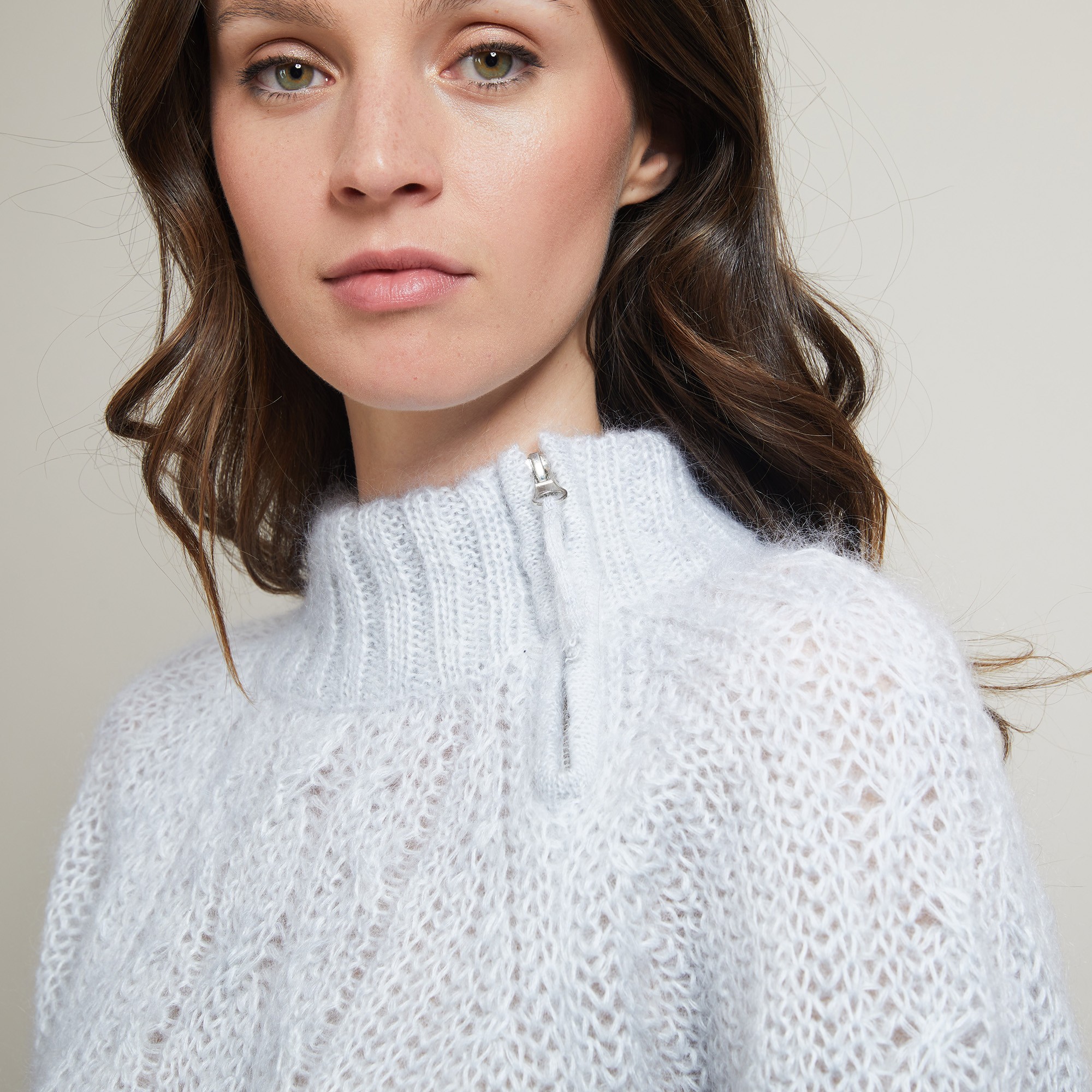 Zipped high-neck mohair sweater - Gilda
