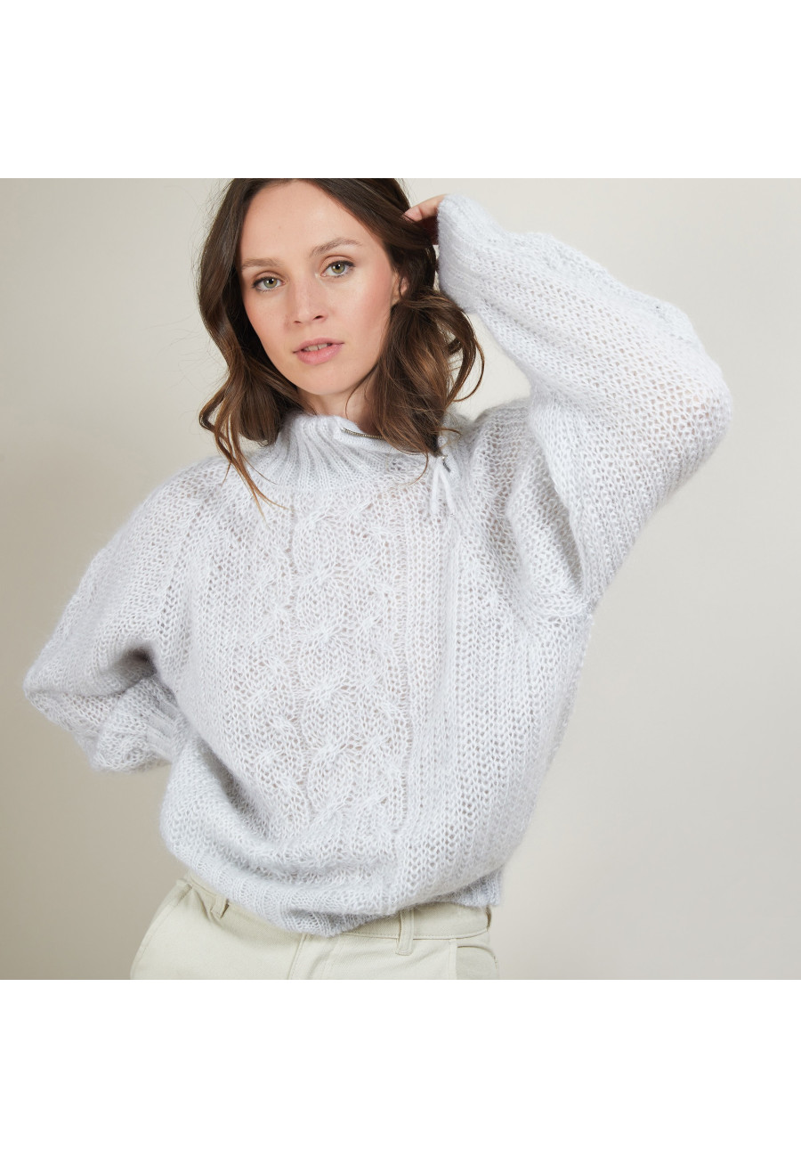 Suéter Mohair com zíper e gola alta - Gilda