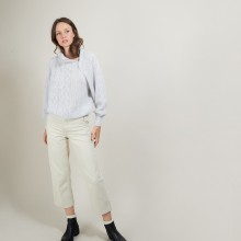 Pull col montant zippé en mohair - Gilda 7013 vapeur - 11 Gris clair