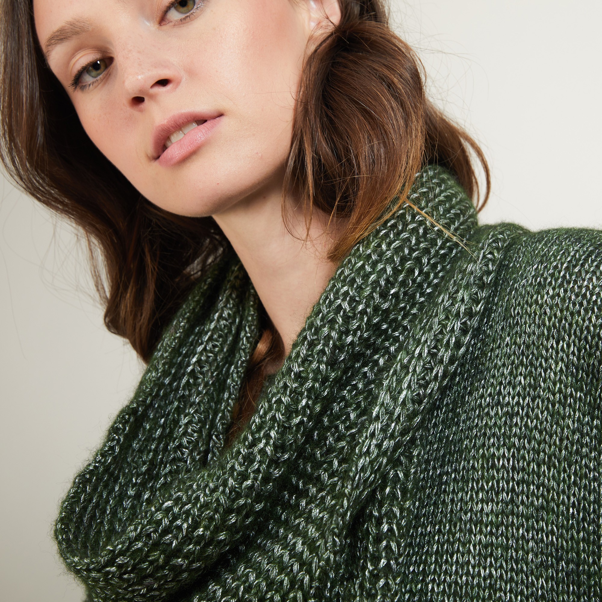 Echarpe en viscose et baby alpaga - Genu 7050 bronze - 21 Vert foncé