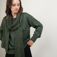 Echarpe en viscose et baby alpaga - Genu 7050 bronze - 21 Vert foncé