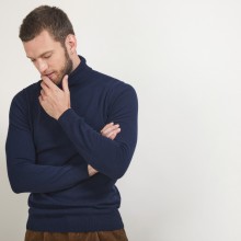 Pull col roulé en cachemire - Bruno 7040 marine - 05 Bleu marine