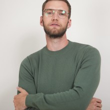 Pull col rond en coton cachemire - Burton 7050 bronze - 83 Kaki