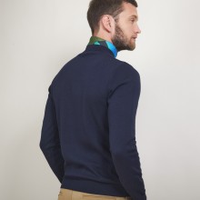 Pull col rond en coton cachemire - Burton 7040 marine - 05 Bleu marine