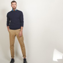 Pull col rond en coton cachemire - Burton 7040 marine - 05 Bleu marine