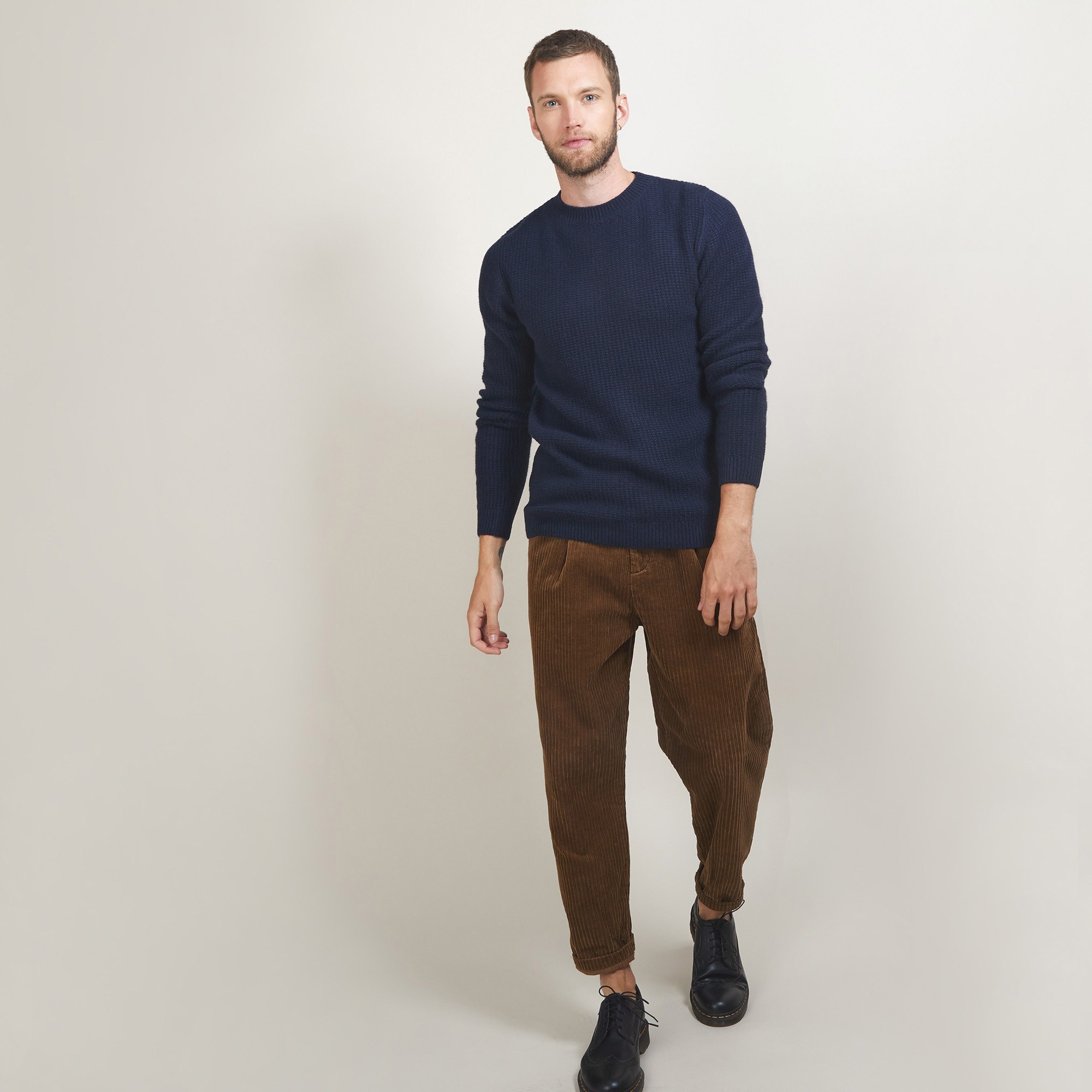 Pull col rond en cachemire 4 fils - Liverpool 7040 marine - 05 Bleu marine