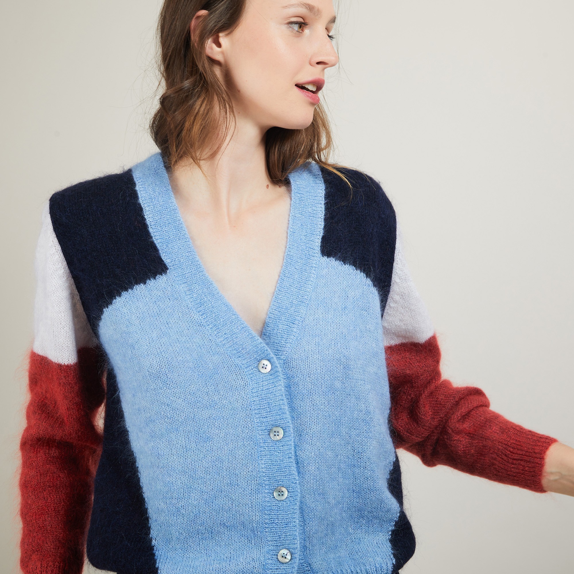 Cardigan col V en mohair - Flora