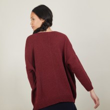 Pull ample col v en laine et soie - Baba 7002 arome - 82 Ecru