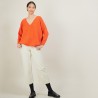 V-neck loose-fitting jumper in wool and silk - Baba