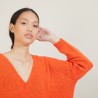 V-neck loose-fitting jumper in wool and silk - Baba