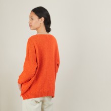 Pull ample col v en laine et soie - Baba 7002 arome - 82 Ecru