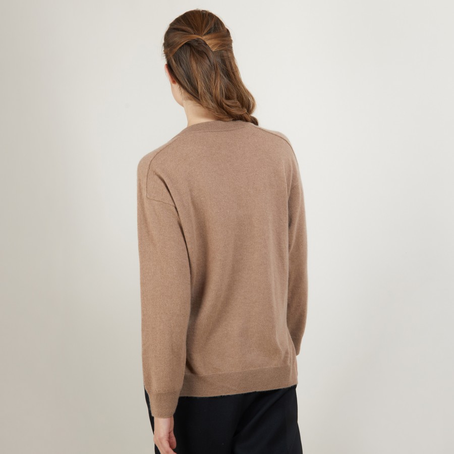 Suéter de cashmere com decote em V e fendas - Barnabe