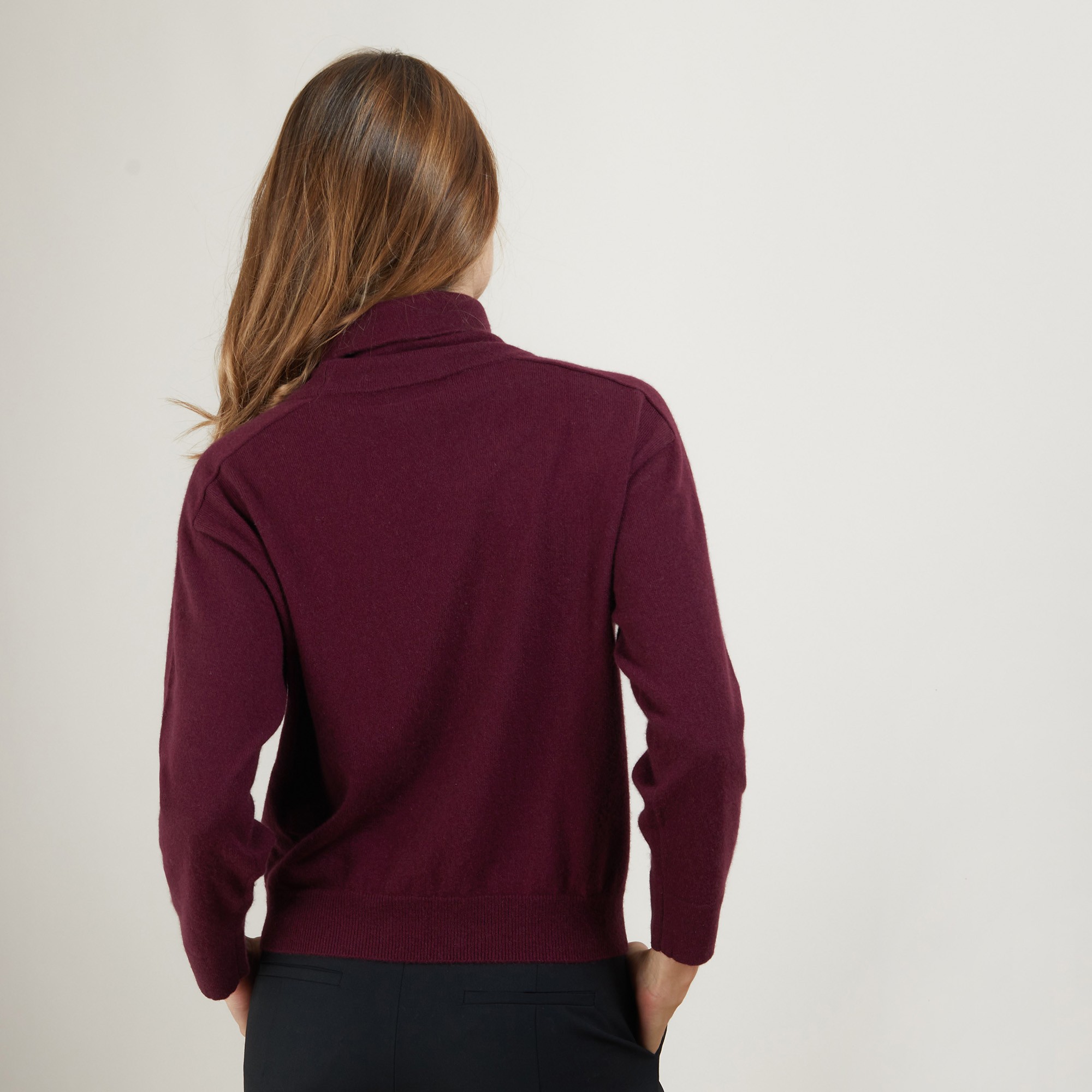 Pull emmanchures marteau en cachemire - Beverly 7085 damas- 18 Violet foncé