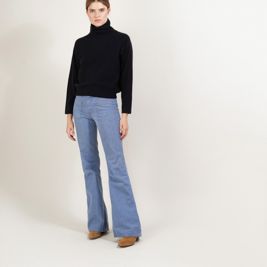 Cashmere turtleneck sweater with hammer armholes - Beverlie
