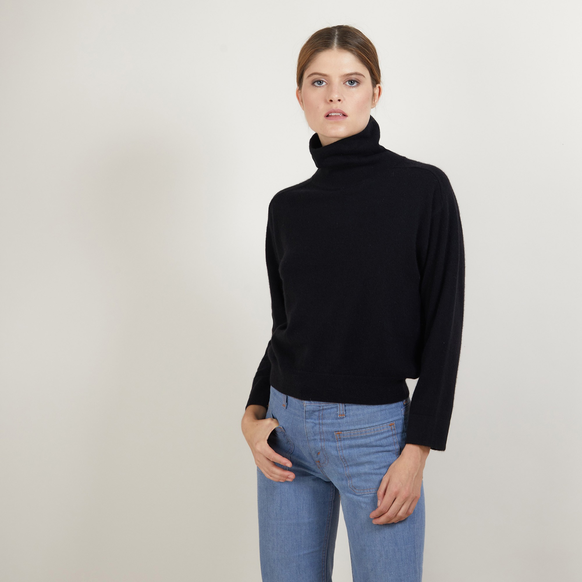 Pull emmanchures marteau en cachemire - Beverly 7010 noir - 01 Noir