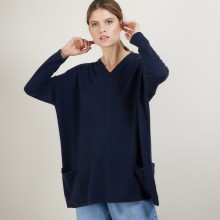 Oversize V-neck sweater buttoned back - Binta