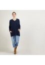 Pull oversize col V boutonné dos - Binta 7040 marine - 05 Bleu marine