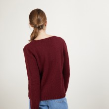 Pull col v en laine et soie - Blovis 7082 grenat - 51 Bordeaux