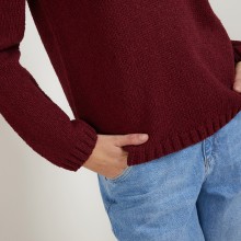 Pull col v en laine et soie - Blovis 7082 grenat - 51 Bordeaux