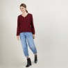 Pull col v en laine et soie - Blovis 7082 grenat - 51 Bordeaux