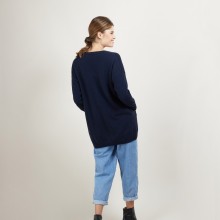 Long cardigan à poches en cachemire - Blush 7040 marine - 05 Bleu marine