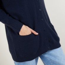 Long cardigan à poches en cachemire - Blush 7040 marine - 05 Bleu marine