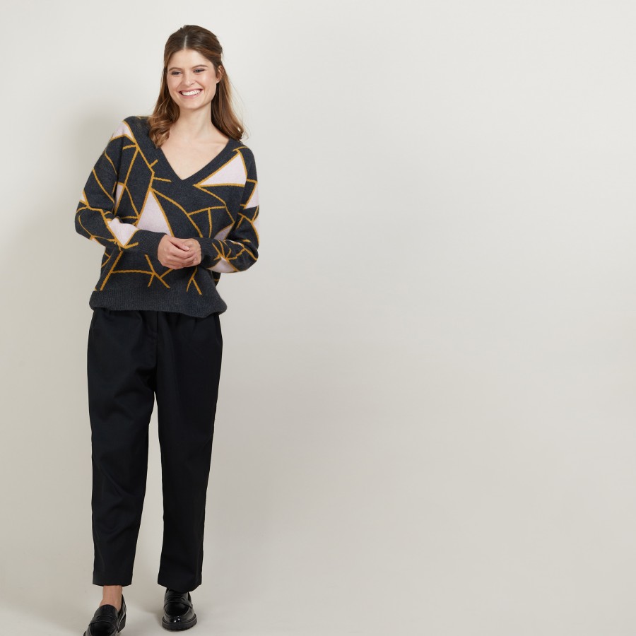 Suéter de cashmere com estampa geométrica - Felixa