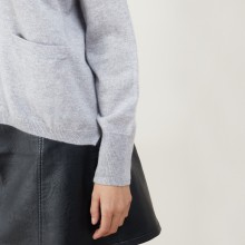 Pull court col V en cachemire - Balba 7013 vapeur - 09 Gris moyen