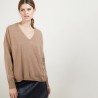 Pull court col V en cachemire - Balba 7030 desert - 46 Marron clair