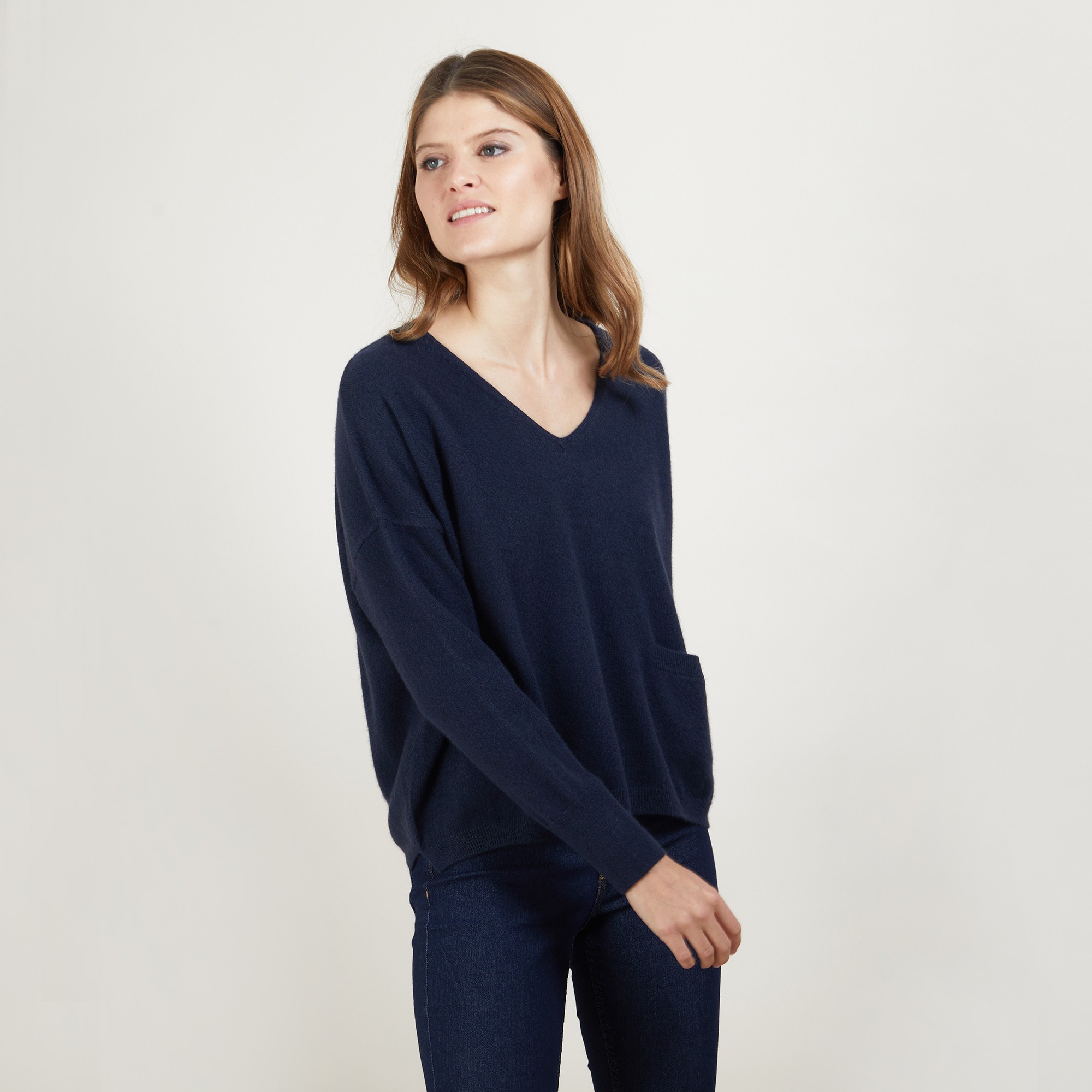 Short cashmere V-neck sweater - Balba