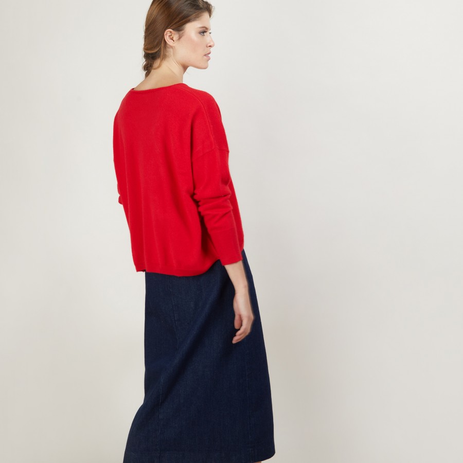 Short cashmere V-neck sweater - Balba
