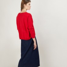 Pull court col V en cachemire - Balba 7080 dahlia - 52 Rouge
