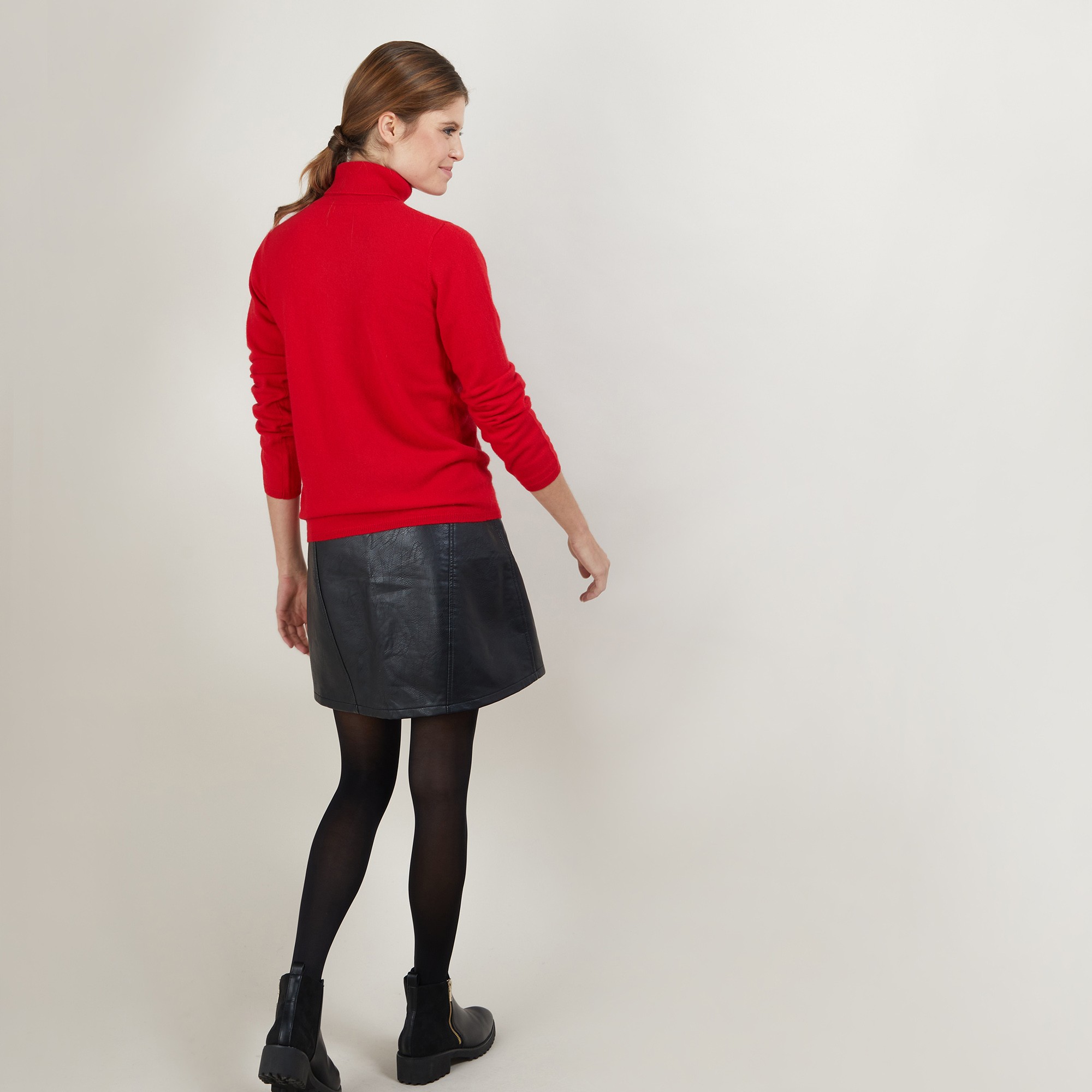 Pull col roulé en cachemire - Bauhaus 7080 dahlia - 52 Rouge