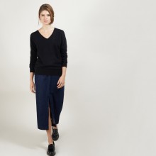 Pull col V en cachemire - Bertille 7010 noir - 01 Noir
