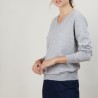 Pull col V en cachemire - Bertille 7013 vapeur - 09 Gris moyen