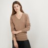 Pull col V en cachemire - Bertille 7030 desert - 46 Marron clair