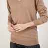Pull col V en cachemire - Bertille 7030 desert - 46 Marron clair