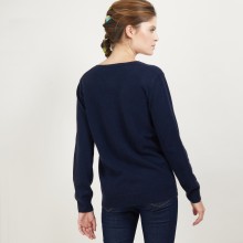 Pull col V en cachemire - Bertille 7040 marine - 05 Bleu marine