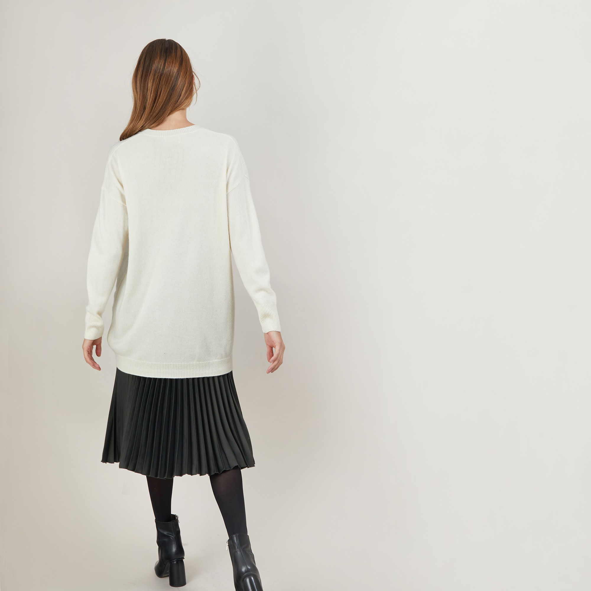 Long cardigan with pockets in cashmere - Blush