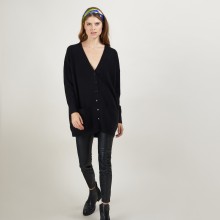 Long cardigan with pockets in cashmere - Blush