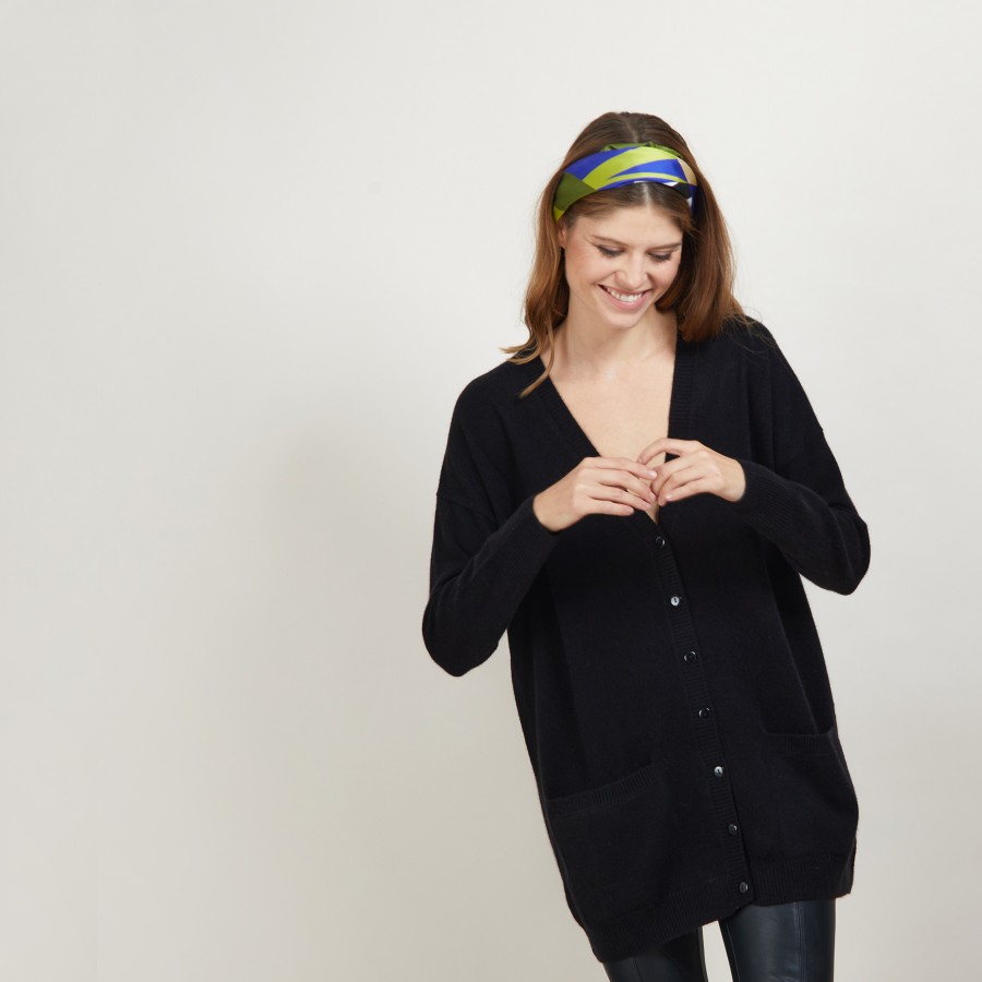 Long cardigan with pockets in cashmere - Blush