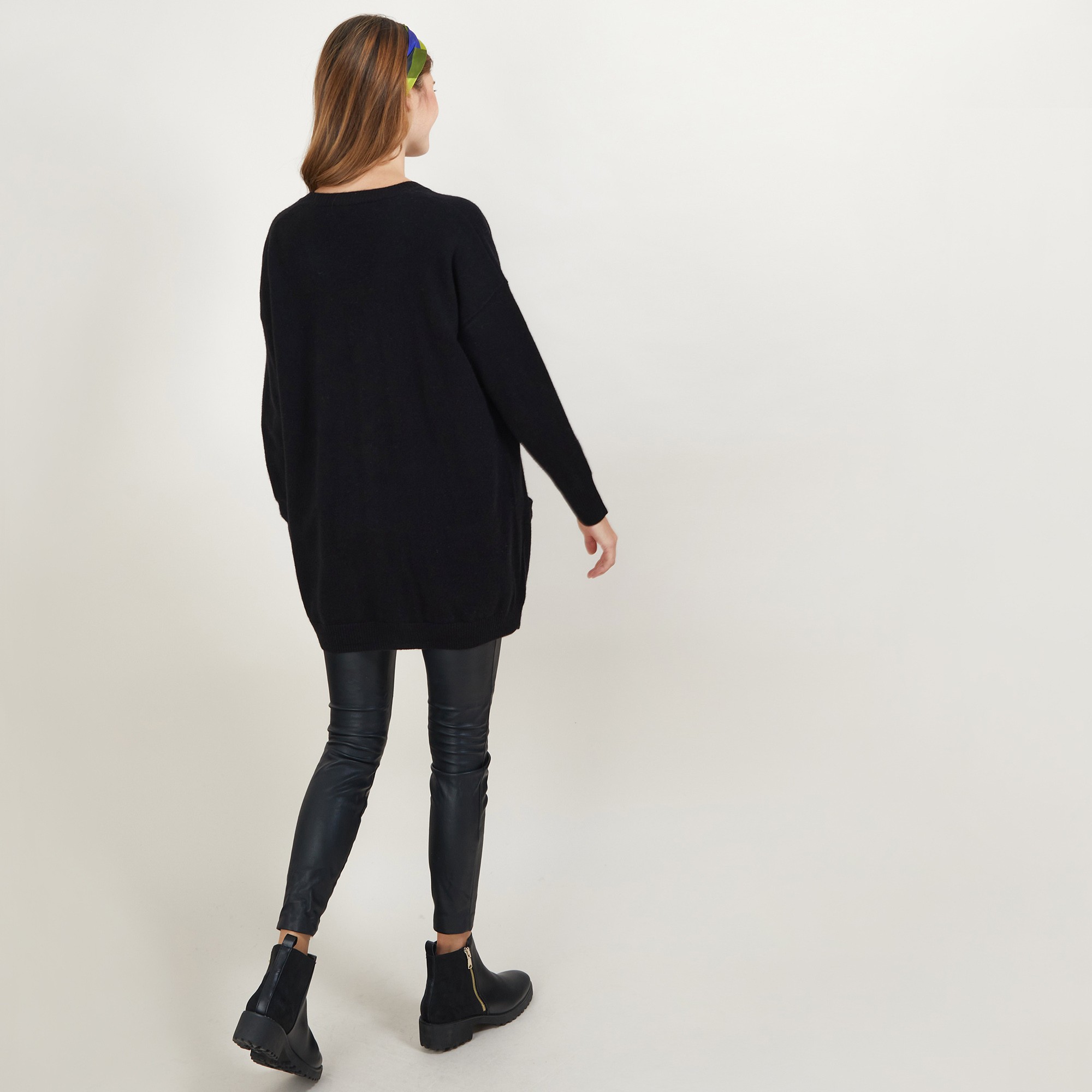 Long cardigan à poches en cachemire - Blush 7040 marine - 05 Bleu marine