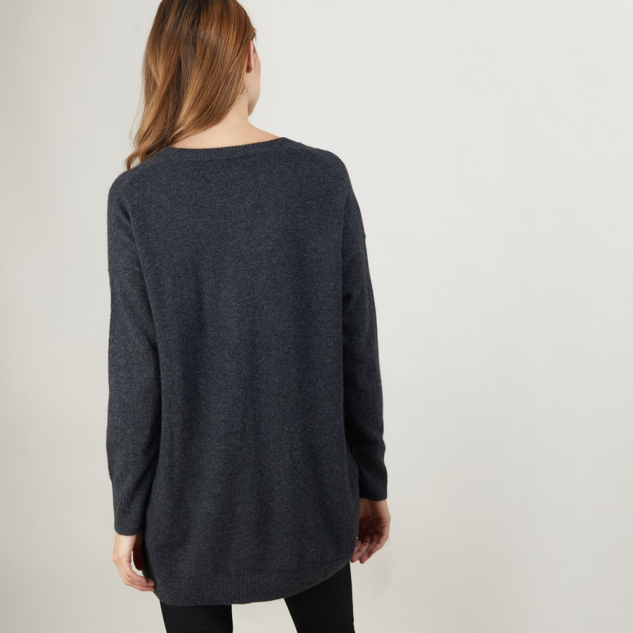 Cardigan longo de cashmere com bolsos - Blush