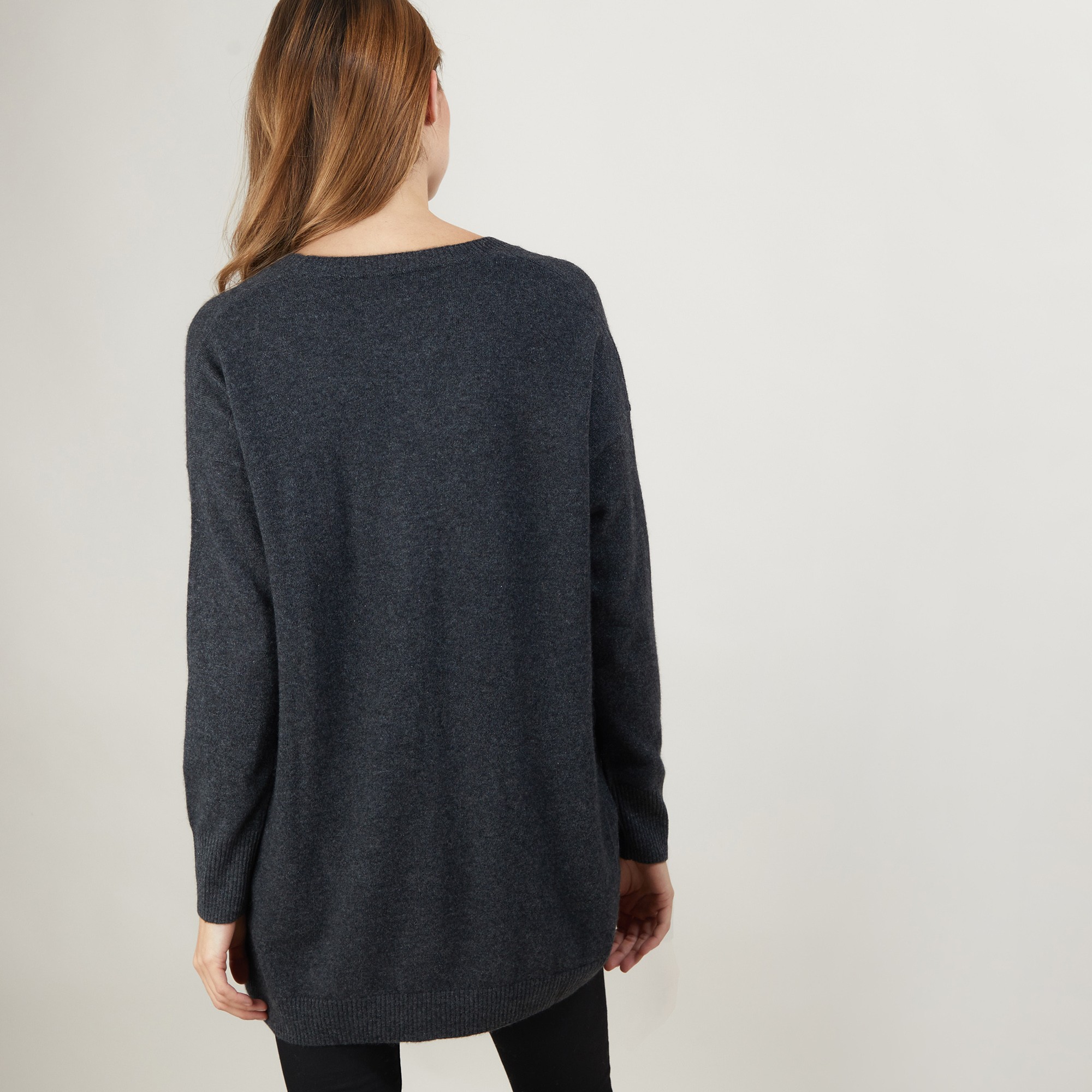 Long cardigan à poches en cachemire - Blush 7040 marine - 05 Bleu marine