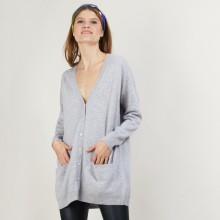 Long cardigan à poches en cachemire - Blush 7040 marine - 05 Bleu marine